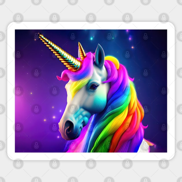 Colourful unicorn in vivid rainbow colours Sticker by Russell102